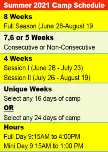 Long Island Summer Camp Schedule