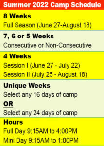 2022 Summer Camp Schedule, Long Island, NY